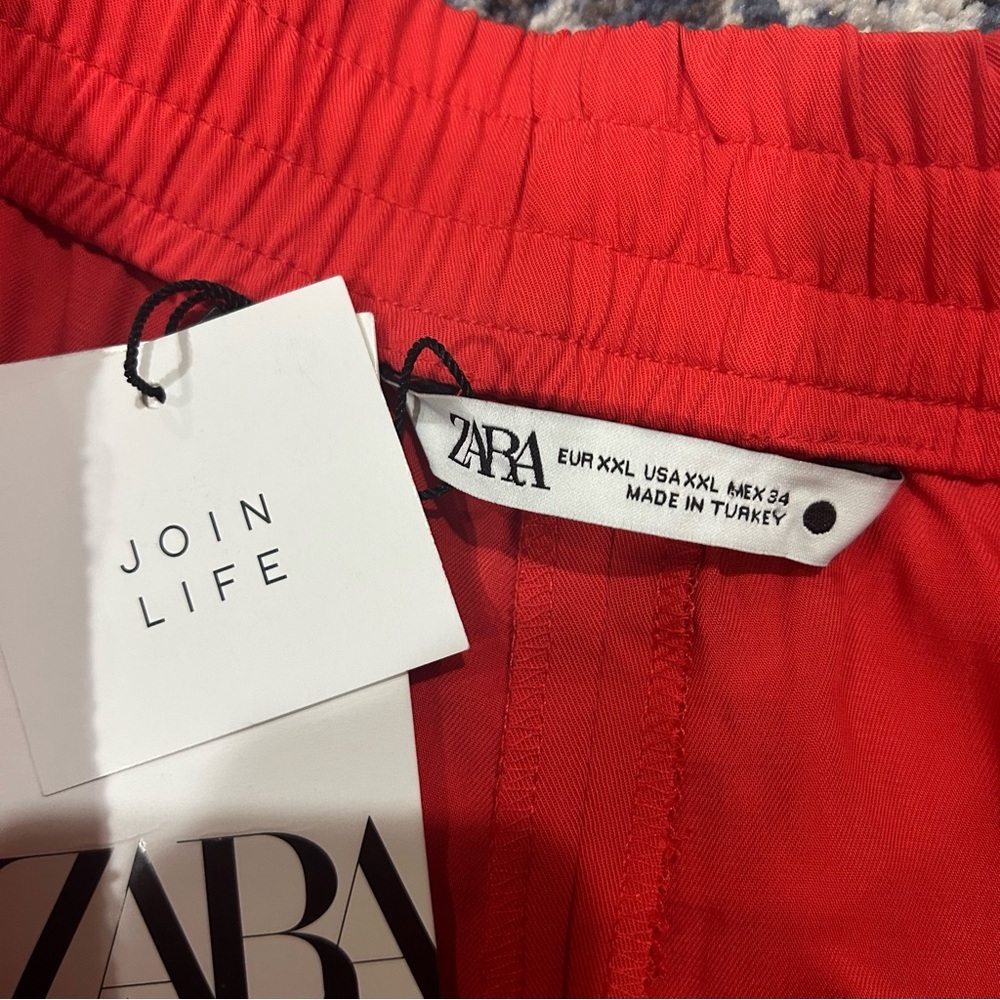 NWT Zara Red Wide Leg Tunic Pants Size XXL - Picture 5 of 8